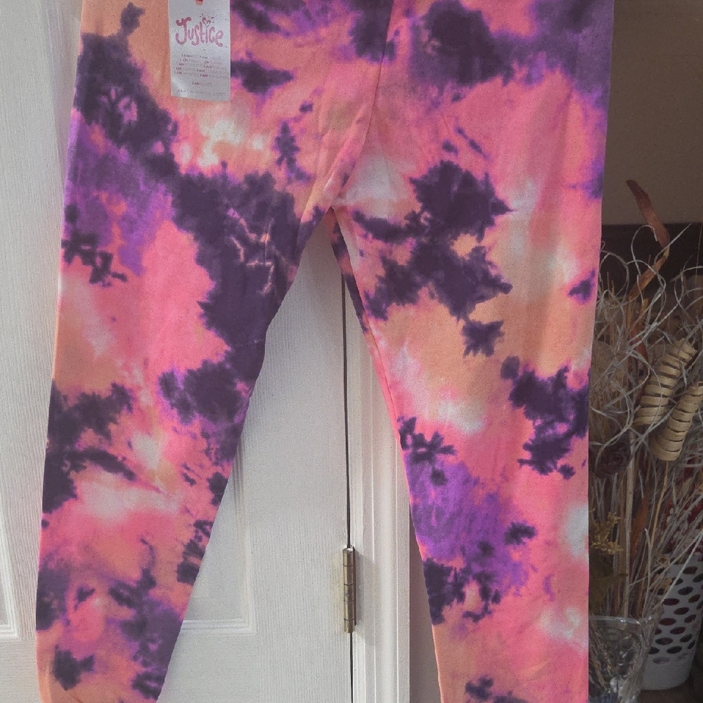 Justice Kids Colorful Tie-Dye Leggings - Pink, Purple, and Orange